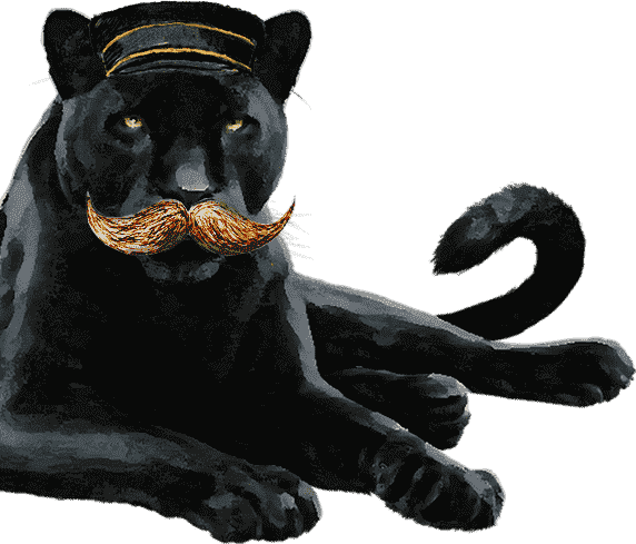 Mollydooker panther in a captain's hat